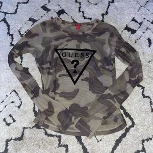 guess camo mesh shirt